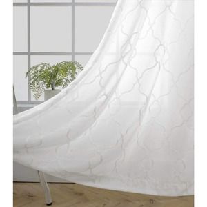 MIUCO Moroccan Embroidered Semi Sheer Curtains 95 Inches Long 2 Panels, White